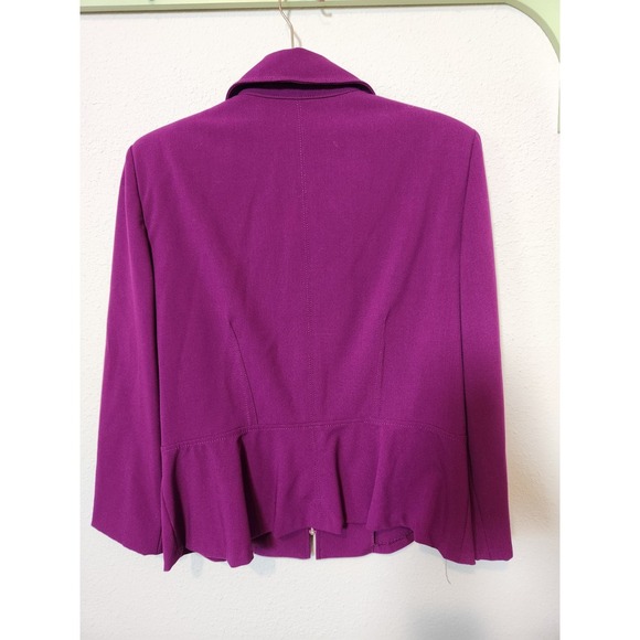 Tahari ASL Purple Zip Front Peplum Style Military Button Blazer Jacket Sz 10 - Picture 8 of 9